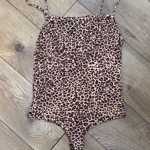 Mai underwear every day one piece leopard print tan and black size s